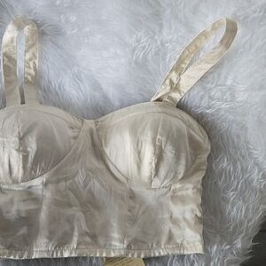 Cream Satin Bra with Molded Cups‎ and Adjustable Straps